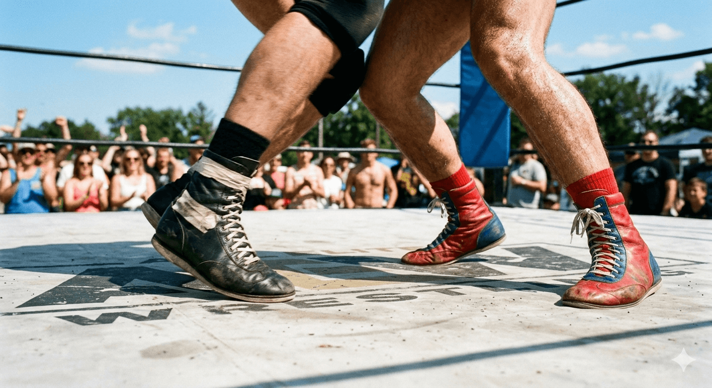 Live pro wrestling action